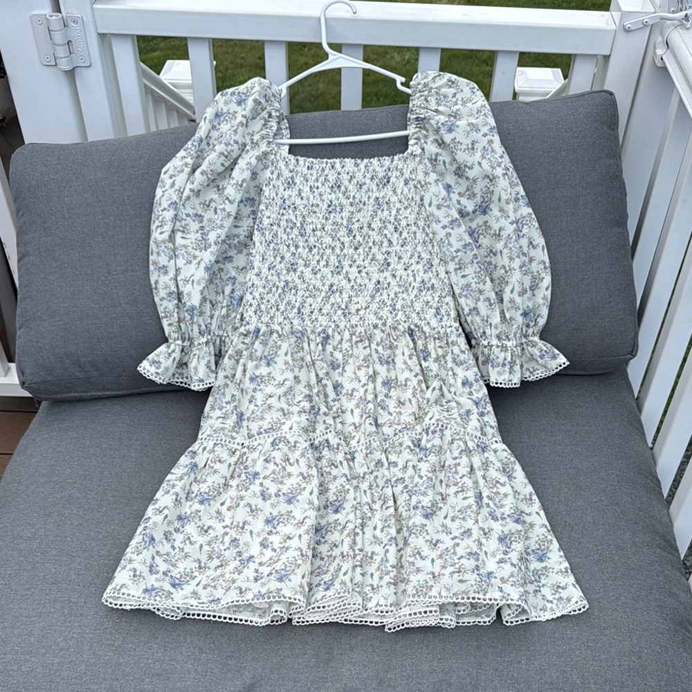 Charming Floral Dress with Puff Sleeves